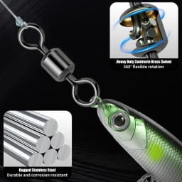 FishTrip Rolling Barrel Swivels 100Pack Fishing Swivels Saltwater Swivels Fishing Tackles Stainless Steel Swivels Black Nickel