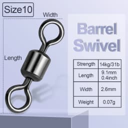 FishTrip Rolling Barrel Swivels 100Pack Fishing Swivels Saltwater Swivels Fishing Tackles Stainless Steel Swivels Black Nickel