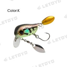 LETOYO Floating Micro Crankbaits 30mm2g Artificial Surface Wake Bait Crank Wobblers with spoon Fishing Lures for Trout Bass
