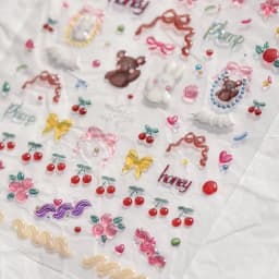 Line Flower Powder Blusher Love Heart High Quality Jelly Series Adhesive Nail Sticker Nail Art Decoration Decals Design T-2830