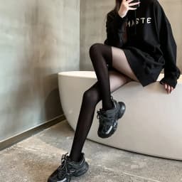 Women's Sexy Patchwork Sheer Black Thigh High Fake Stockings Slim Perfect Legs Tights Stripe Over Knee Pantyhose Female Hosiery