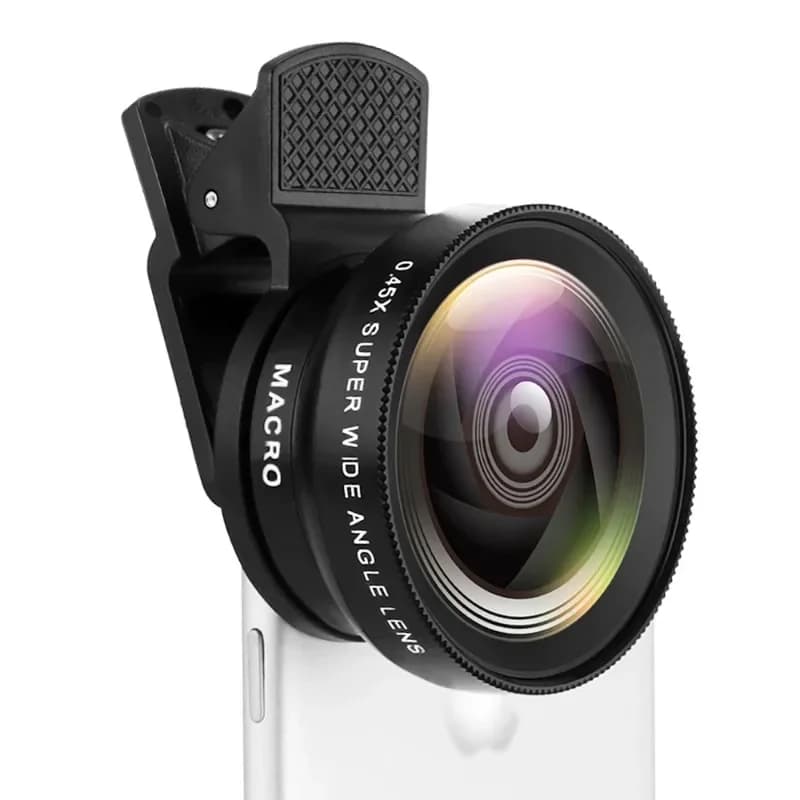 Two-In-One Functions Mobile Phone Lens 0.45X Wide Angle Len & 12.5X Macro HD Camera Lens Universal for iPhone Android Phone