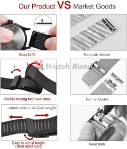 20mm 22mm 18mm Strap 0.6 1.0mm Mesh Milanese Watch Band for IWC for Rolex for Omega Stainless Steel Wristband for Seiko Bracelet