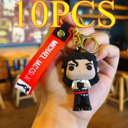 1 PCS or 10 PCS For 4 Styles of Michael Jackson Keychain Music Idol Doll Machine Key Chain