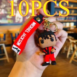 1 PCS or 10 PCS For 4 Styles of Michael Jackson Keychain Music Idol Doll Machine Key Chain