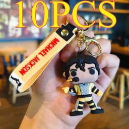 1 PCS or 10 PCS For 4 Styles of Michael Jackson Keychain Music Idol Doll Machine Key Chain