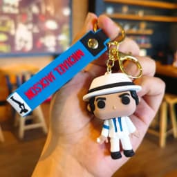 1 PCS or 10 PCS For 4 Styles of Michael Jackson Keychain Music Idol Doll Machine Key Chain