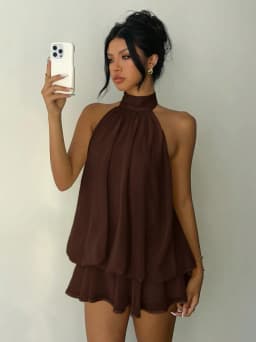 Women's Vacation Slim Fit Fashion Sexy Backless Halter Tie Waist Versatile Solid Color Dress, Stylish and Comfortable Summer