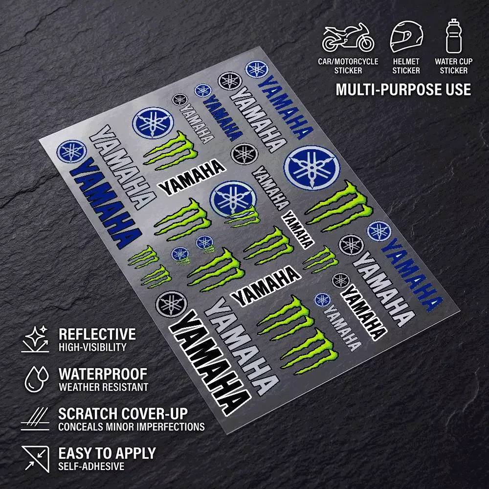 for YAMAHA Waterproof Reflective Scratch Cover Sticker Universal Decor Decal For Car Motorcycle Helmet Refrigerator