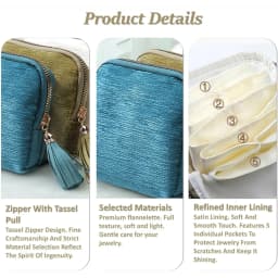 5-Layer Jewelry Storage Bag, Velvet Jewelry Pouch Bags for Watch Bracelet Rings Earring Crystal, Portable Travel Jewelry Case