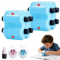 Reusable 4-in-1 Math Roller Stamp Set with Ink, Random Addition, Subtraction, Multiplication, and Division Practice Tool