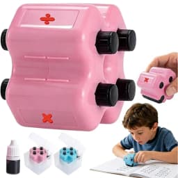 Reusable 4-in-1 Math Roller Stamp Set with Ink, Random Addition, Subtraction, Multiplication, and Division Practice Tool