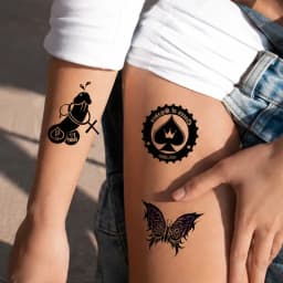 Black Spade Temporary Tattoo Sticker Cool Gothic Poker Temporary Tattoo for Women Men Waterproof Fake Tattoo Sleeve Body Arm Art