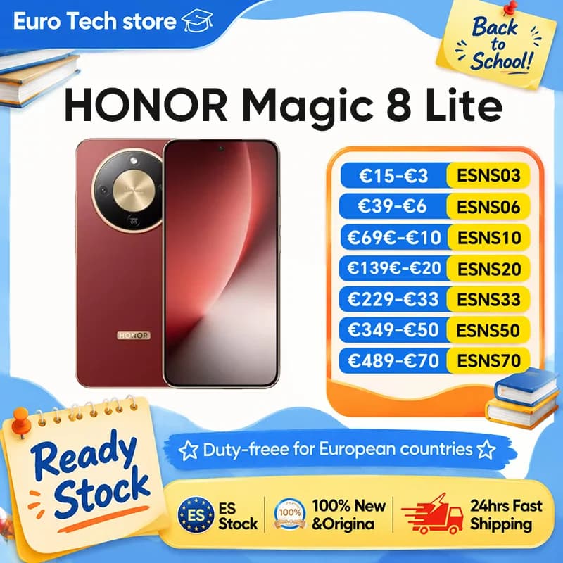 HONOR Magic 8 Lite EU Version 5G Smartphone 108MP OIS AI eSIM  2.5m Drop-Resistant IP69K Dust-Resistant 7500mAh Snapdragon 6 Gen4