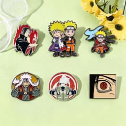 6Pcs/Set Anime Character Enamel Brooch Cartoon Uchiha Itachi Kakashi Jiraiya Metal Badge Lapel Pin Cosplay Accessories Fan Gifts