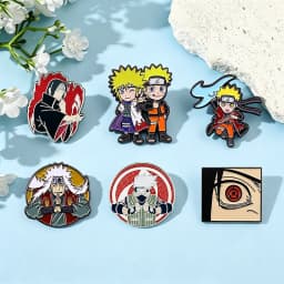 6Pcs/Set Anime Character Enamel Brooch Cartoon Uchiha Itachi Kakashi Jiraiya Metal Badge Lapel Pin Cosplay Accessories Fan Gifts