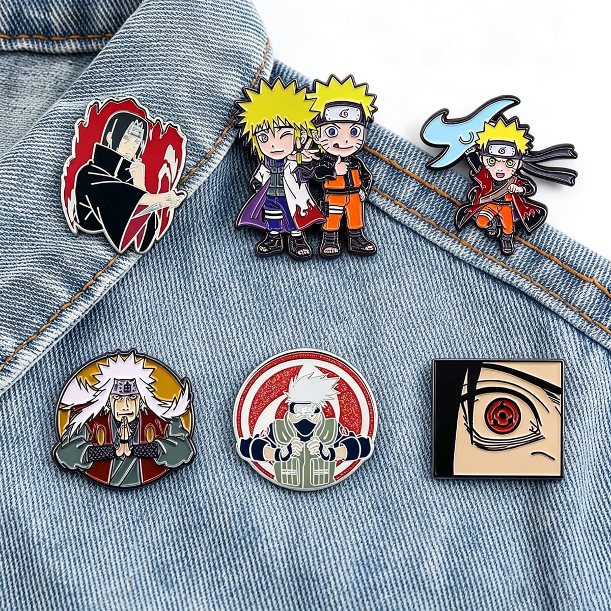 6Pcs/Set Anime Character Enamel Brooch Cartoon Uchiha Itachi Kakashi Jiraiya Metal Badge Lapel Pin Cosplay Accessories Fan Gifts