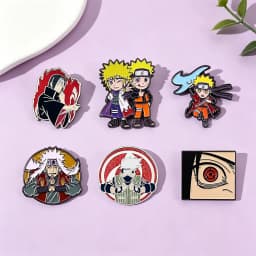 6Pcs/Set Anime Character Enamel Brooch Cartoon Uchiha Itachi Kakashi Jiraiya Metal Badge Lapel Pin Cosplay Accessories Fan Gifts