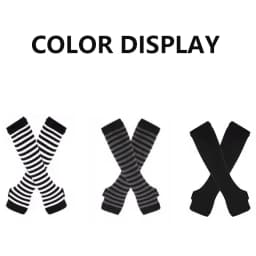 Striped Fingerless Gloves Arm Warmers Cotton Elbow Protection Warm Bracelet Gloves for Cold Weather Daily Casual Outdoor Wear