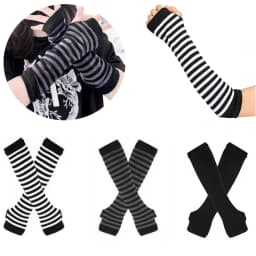 Striped Fingerless Gloves Arm Warmers Cotton Elbow Protection Warm Bracelet Gloves for Cold Weather Daily Casual Outdoor Wear