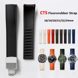 18mm 19mm 20mm 21mm 22mm 24mm CTS Fluoro Rubber Strap Men Women Universal FKM Curved Quick Release Watch Band for Cut To Size
