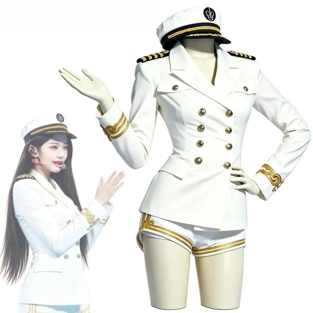 Women tyrant Cosplay Costume Korea White Sailor Navy Uniform Group Stage Performance Women Cos Costumes