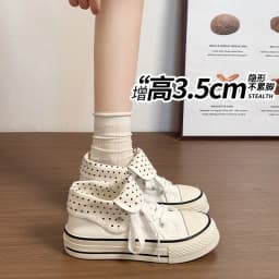 New High Help Canvas Shoes Dots Women's Casual Shoes Woman Vulcanize Sneakers Comfortable Sport Walking Platform Flats Shoes 015