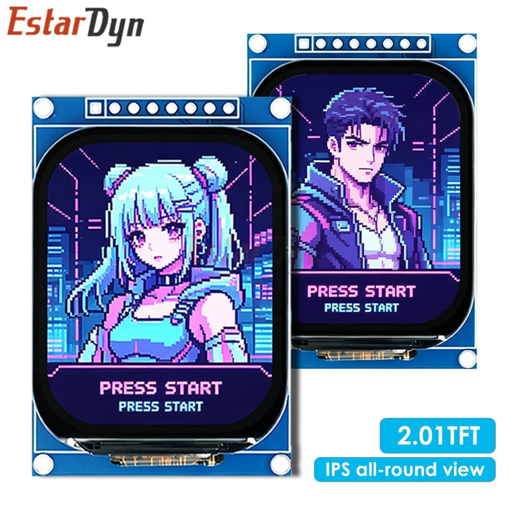 Estardyn 2.01" 240x296 TFT LCD JD9853 SPI 8-Pin Breakout Board for ESP32 Raspberry Pi