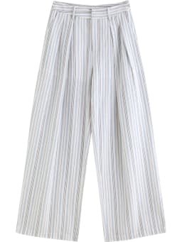 ZIQIAO Women's 2026 Summer New Arrival Vacation Two-Piece Set Bandeau Top & Striped High Waist Casual Pants Slim-Fit Outfit