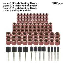 102/132pcs Sanding Drum Set 1/4 3/8 1/2 Inch Sanding Bands With Sanding Mandrels