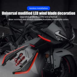 Motorcycle Front Side Spoiler Wing LED Light Kit Aerodynamic Wing Light 12V Universal Spoiler Lamp Modification Motorcycle Decor