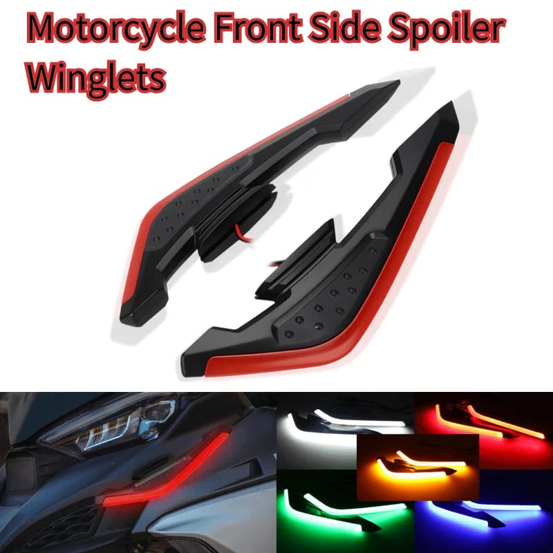 Motorcycle Front Side Spoiler Wing LED Light Kit Aerodynamic Wing Light 12V Universal Spoiler Lamp Modification Motorcycle Decor
