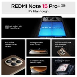 Global Version Xiaomi Redmi Note 15 Pro Plus 5G Smartphone Snapdragon 7s Gen 4 NFC 6500mAh 100W 6.83" CrystalRes AMOLED Display No Charger