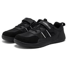 HOBIBEAR Big Kid Wide Width Shoes Barefoot Hook-Loop Artificial Leather Sneakers Lightweight Zero Drop Walking Shoes