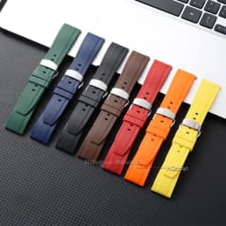 Rubber Waterproof Quick Release Watchband 20mm 22mm 24mm Black Blue Silicone Strap for Seiko Butterfly Buckle Watch Accessories