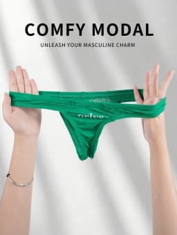 Men's Modal Thong Multi Colors Pack, ORLVS Logo Low Rise Bare Feel Underwear, High Elastic 3D Convex Pouch T-Back Briefs