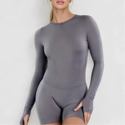 Seamless Long Sleeve One Piece Gym Jumpsuit Women Backless Slim Fit Elastic Shaping Pilates Yoga Fitness Workout Sports Bodysuit