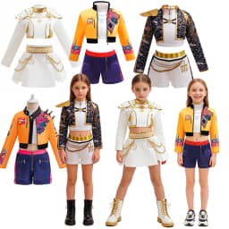 Girls Hip Hop Dance Outfit Set Multi Styles Crop Top Jacket Skirt Shorts Kids Jazz Stage Performance Costume