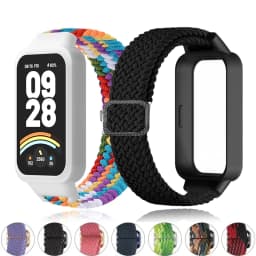 Braided solo loop Strap+Case for Redmi band 3 2 accessories Nylon Sport Adjustable bracelet correa for Xiaomi Miband 9 8 Active