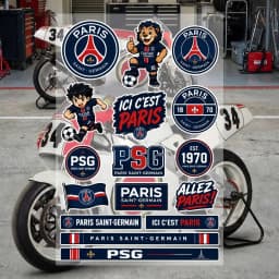 PA-ris SA-int-GE-rM-A-in PSG Aesthetic Graffiti Waterproof PVC Stickers for Car Motorcycle Skateboard Helmet Notebook