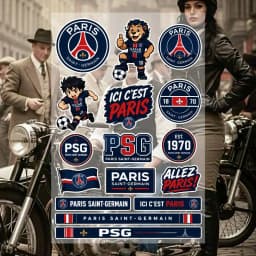 PA-ris SA-int-GE-rM-A-in PSG Aesthetic Graffiti Waterproof PVC Stickers for Car Motorcycle Skateboard Helmet Notebook