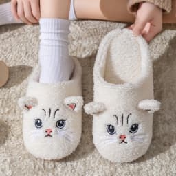 Women's House Slippers, Cute Cartoon Plush Non-Slip Indoor Bedroom Floor Shoes, Warm & Cozy Home Footwear for Winter&Autumn