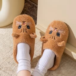 Women's House Slippers, Cute Cartoon Plush Non-Slip Indoor Bedroom Floor Shoes, Warm & Cozy Home Footwear for Winter&Autumn