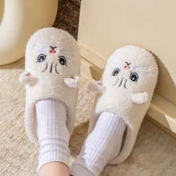 Women's House Slippers, Cute Cartoon Plush Non-Slip Indoor Bedroom Floor Shoes, Warm & Cozy Home Footwear for Winter&Autumn