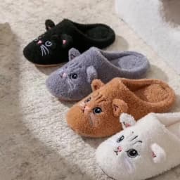 Women's House Slippers, Cute Cartoon Plush Non-Slip Indoor Bedroom Floor Shoes, Warm & Cozy Home Footwear for Winter&Autumn