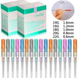 10-100pcs Catheter Piercing Needle Disposable Cannula Tattoo Piercing Needle for Body Nose Belly Piercier 14G 16G 18G 20G 22G