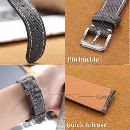 Quick Release Vintage Denim Pattern Watch Band 18mm 20mm 22mm Stitching Cowhide Strap for Seiko Canvas Sport Wrist Bracelet