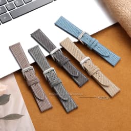 Quick Release Vintage Denim Pattern Watch Band 18mm 20mm 22mm Stitching Cowhide Strap for Seiko Canvas Sport Wrist Bracelet