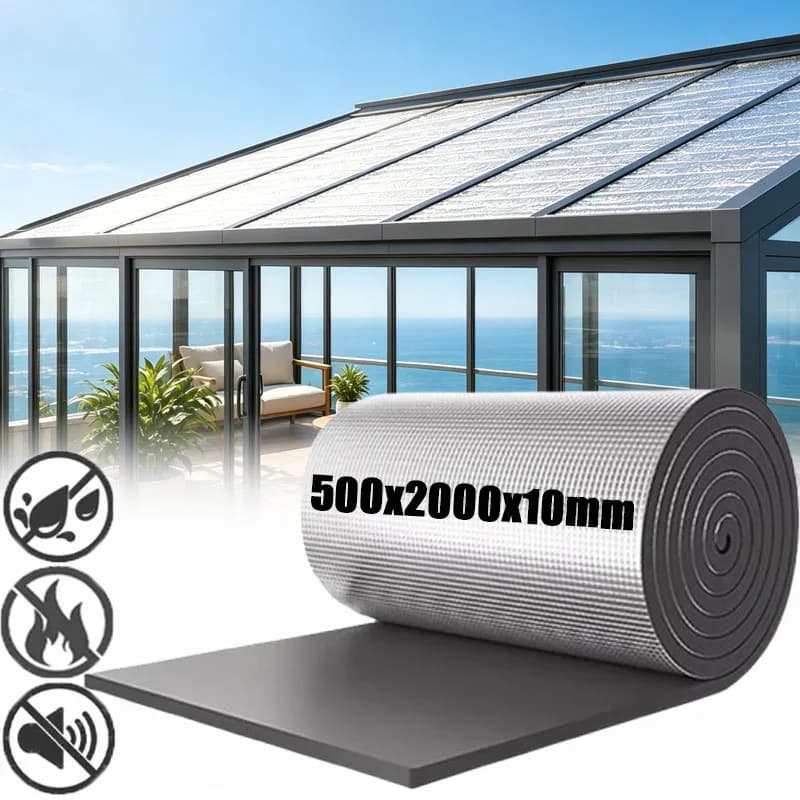 500x2000x10mm Thick Self Adhesive Aluminum Foil Heat Shield Sound Deadener Mat for Car Door Engine Hood Insulation