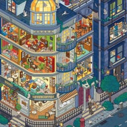 Mr.Paper Miniature Scene Collection 10.0 Diorama Sticker Book, 3D House & City Grid Stickers for Journal Scrapbooking DIY
